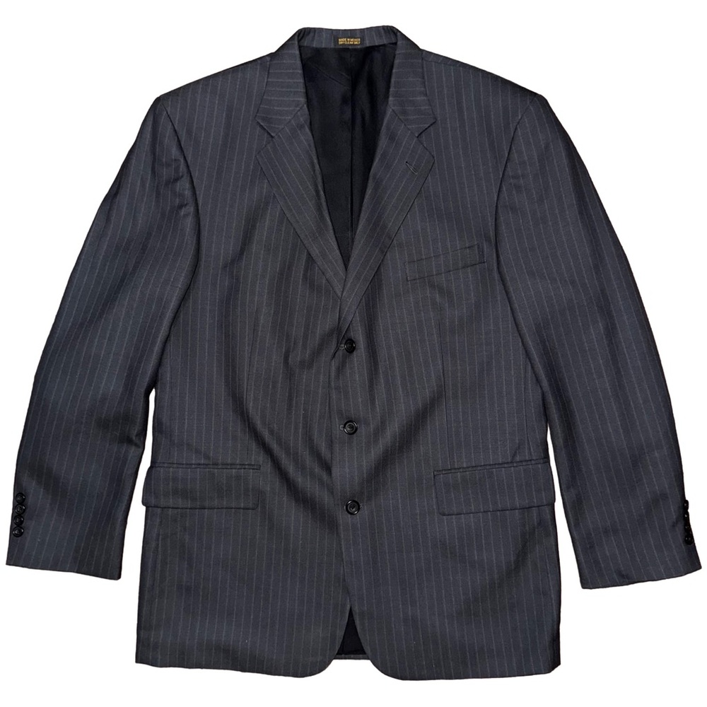 Vintage Oscar de la Renta Gray Pinstripe Wool Blazer Jacket 48L Minimalist